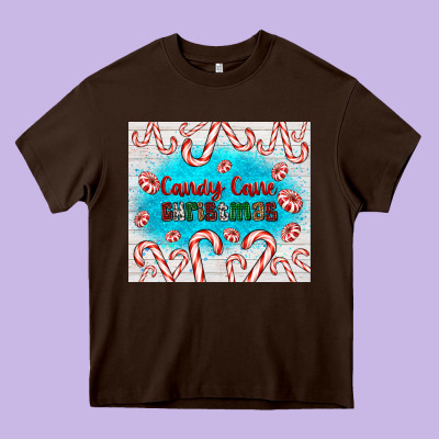 Candy Cane Christmas Heavy Core Tee Designed By Adodesignshop