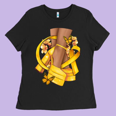 Childhood Cancer Diva Yellow Ribbon Ladies Tee Designed By Nancycooperartshop