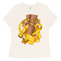 Bone Childhood Cancer diva yellow ribbon Ladies Tee - NancyCooperArtShop