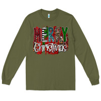 Army Green Merry Christmas Buffalo Plaid Leopard Long Sleeve Tee - Bettercallsaul