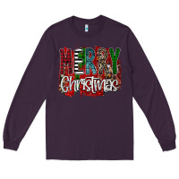 Plum Merry Christmas Buffalo Plaid Leopard Long Sleeve Tee - Bettercallsaul