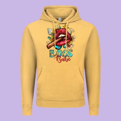 Western Boss Babe Cigar Lip Vintage Hoodie Designed By Bundleandbundleshop