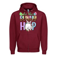 Burgundy Do the bunny hop Easter Day Zipper Hoodie - HowdyJamesFarm