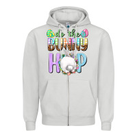 Dove Grey Do the bunny hop Easter Day Zipper Hoodie - HowdyJamesFarm