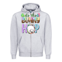 Heather Grey Do the bunny hop Easter Day Zipper Hoodie - HowdyJamesFarm