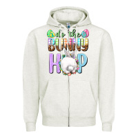 Oatmeal Heather Do the bunny hop Easter Day Zipper Hoodie - HowdyJamesFarm