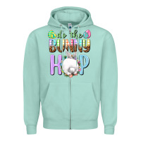 Seafoam Do the bunny hop Easter Day Zipper Hoodie - HowdyJamesFarm