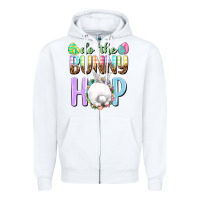White Do the bunny hop Easter Day Zipper Hoodie - HowdyJamesFarm