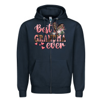 Navy Best Grandma ever Mother's Day Zipper Hoodie - CowGirlArtShop