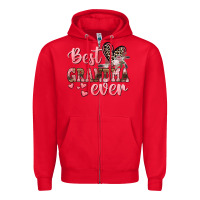 Red Best Grandma ever Mother's Day Zipper Hoodie - CowGirlArtShop
