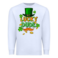 White lucky dude St. Patricks Day Premium Sweatshirt - FaDigitalArtStudio