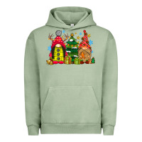 Pigment Oil Green gnome Christmas Urban Hoodie - CowhideDigitalArt