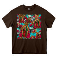 Chocolate Brown lady of guadalupe western seamless Heavy Core Tee - Jasminsmagicworld