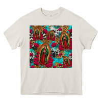 Cream lady of guadalupe western seamless Heavy Core Tee - Jasminsmagicworld