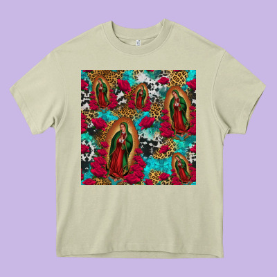 Lady Of Guadalupe Western Seamless Heavy Core Tee Designed By Jasminsmagicworld