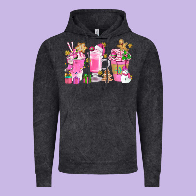 Pink Christmas Coffee Cups Bbs Vintage Hoodie Designed By Bundleandbundleshop