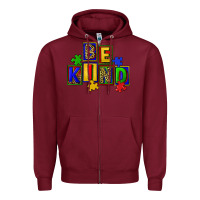 Burgundy Be kind Zipper Hoodie - CowGirlArtShop