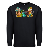Black western coffee cups with sunflower and gemstone bbs Premium Sweatshirt - BundleAndBundleShop