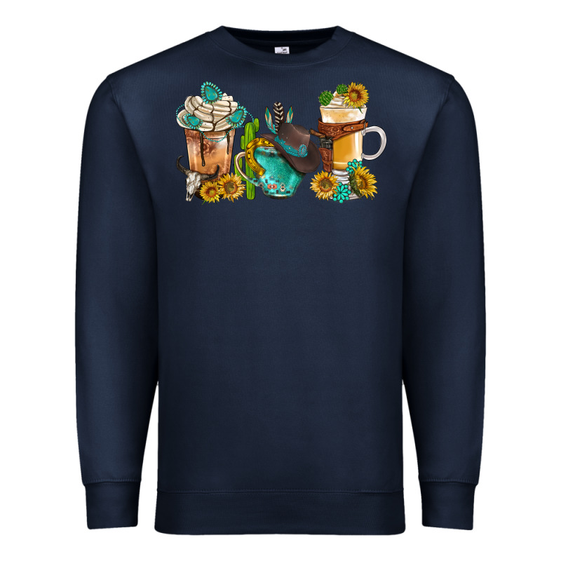 Western Coffee Cups With Sunflower And Gemstone Bbs Premium Sweatshirt by BundleAndBundleShop | Teevron