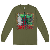 Army Green Womens Just a Girl Who Loves Christmas Funny Long Sleeve Tee - Bettercallsaul