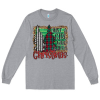 Heather Grey Womens Just a Girl Who Loves Christmas Funny Long Sleeve Tee - Bettercallsaul