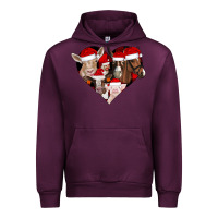 Mauve Wine farm animals christmas Urban Hoodie - CowhideDigitalArt