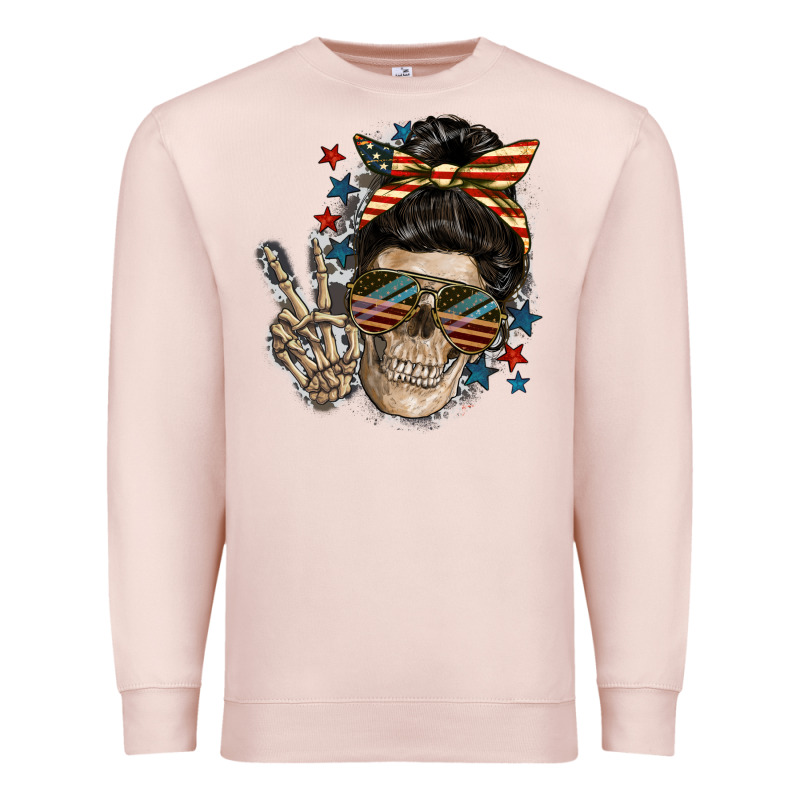 American Mother Skull Mother's Day Premium Sweatshirt by FaDigitalArtStudio | Teevron