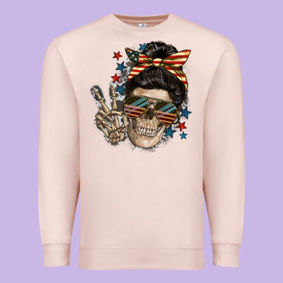 American Mother Skull Mother's Day Premium Sweatshirt Designed By Fadigitalartstudio