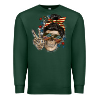 Sports Green American Mother skull Mother's Day Premium Sweatshirt - FaDigitalArtStudio