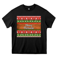 Black merry christmas knitted reindeer pattern Heavy Core Tee - Jasminsmagicworld