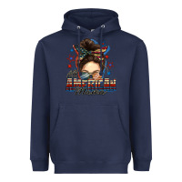 Navy All American mama messy bun 4th of july Heavyweight Hoodie - FaDigitalArtStudio