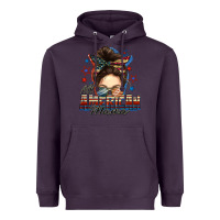 Plum All American mama messy bun 4th of july Heavyweight Hoodie - FaDigitalArtStudio