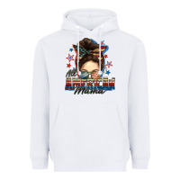 White All American mama messy bun 4th of july Heavyweight Hoodie - FaDigitalArtStudio