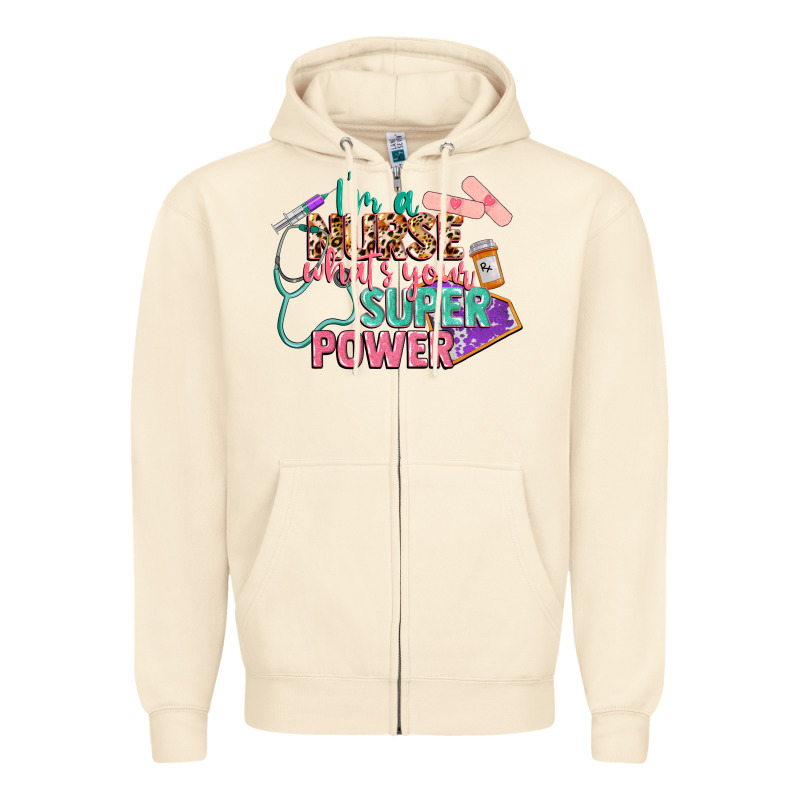 I'm A Nurse What's Your Superpower Zipper Hoodie by CowGirlArtShop | Teevron