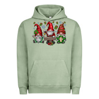 Pigment Oil Green christmas gnomes celebration Urban Hoodie - CowhideDigitalArt