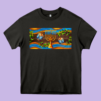 Hanukkah With Candlestick Heavy Core Tee Designed By Adodesignshop