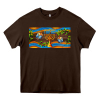 Chocolate Brown hanukkah with candlestick Heavy Core Tee - AdoDesignShop