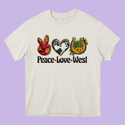 Peace Love West Heavy Core Tee Designed By Barkaloodesign