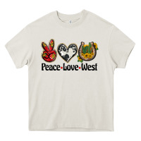 Cream peace love west Heavy Core Tee - BarkalooDesign