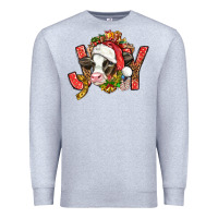 Heather Grey joy christmas with cow bbs Premium Sweatshirt - BundleAndBundleShop