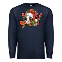 Navy joy christmas with cow bbs Premium Sweatshirt - BundleAndBundleShop