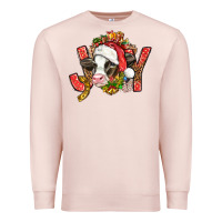Pale Pink joy christmas with cow bbs Premium Sweatshirt - BundleAndBundleShop