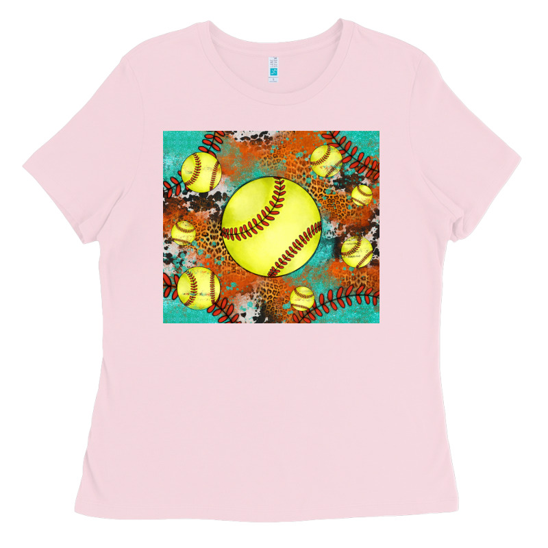 Softball Cowhide Turquoise Glitter Tumbler Ladies Tee by Jasminsmagicworld | Teevron