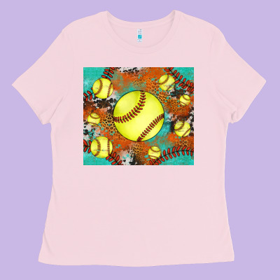 Softball Cowhide Turquoise Glitter Tumbler Ladies Tee Designed By Jasminsmagicworld