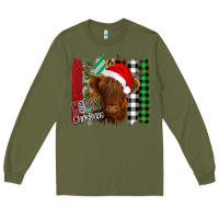 Army Green Merry Christmas Cow Long Sleeve Tee - Bettercallsaul