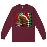Burgundy Merry Christmas Cow Long Sleeve Tee - Bettercallsaul