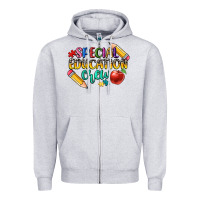 Heather Grey special education crew Zipper Hoodie - CowGirlArtShop