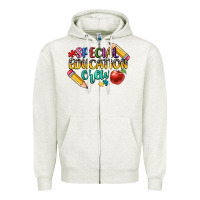 Oatmeal Heather special education crew Zipper Hoodie - CowGirlArtShop