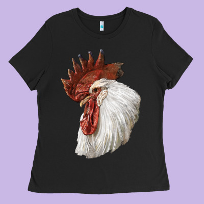 Leghorn Rooster Head Ladies Tee Designed By Lillyallendesigns