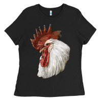 Black Leghorn Rooster Head Ladies Tee - LillyAllenDesigns